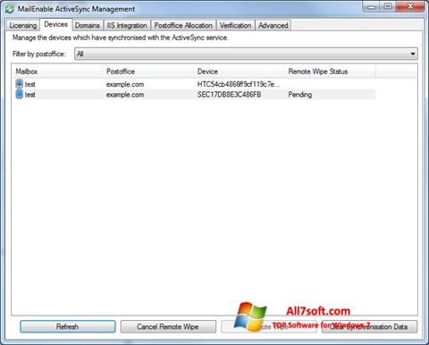 لقطة شاشة Microsoft ActiveSync لنظام التشغيل Windows 7