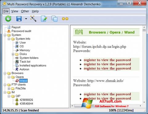 لقطة شاشة Multi Password Recovery لنظام التشغيل Windows 7