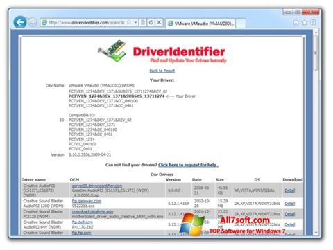 لقطة شاشة Driver Identifier لنظام التشغيل Windows 7