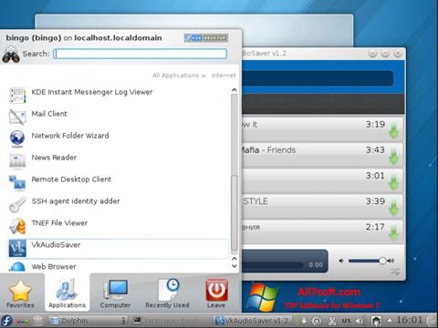 لقطة شاشة VkAudioSaver لنظام التشغيل Windows 7