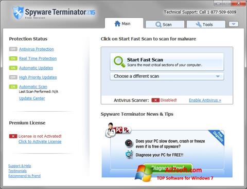 لقطة شاشة Spyware Terminator لنظام التشغيل Windows 7