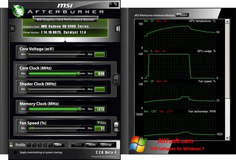 لقطة شاشة MSI Afterburner لنظام التشغيل Windows 7