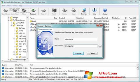 لقطة شاشة Active File Recovery لنظام التشغيل Windows 7