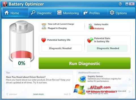 لقطة شاشة Battery Optimizer لنظام التشغيل Windows 7