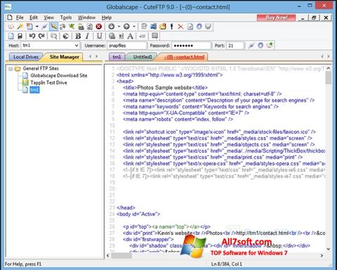 لقطة شاشة CuteFTP لنظام التشغيل Windows 7