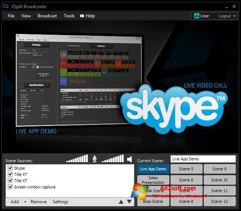 لقطة شاشة XSplit Broadcaster لنظام التشغيل Windows 7