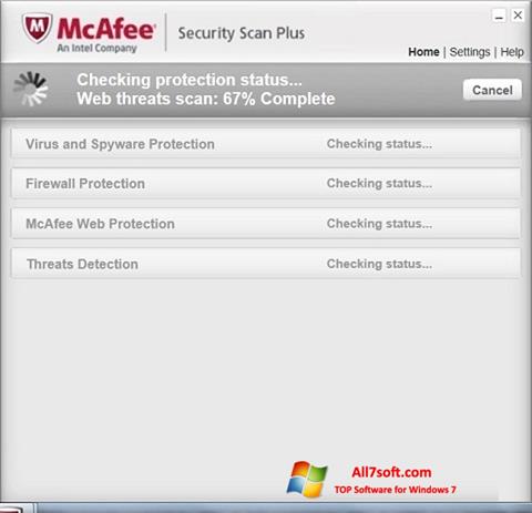 لقطة شاشة McAfee Security Scan Plus لنظام التشغيل Windows 7