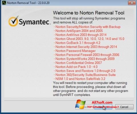 لقطة شاشة Norton Removal Tool لنظام التشغيل Windows 7