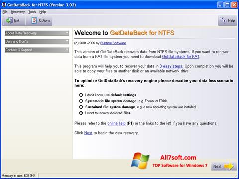 لقطة شاشة GetDataBack لنظام التشغيل Windows 7