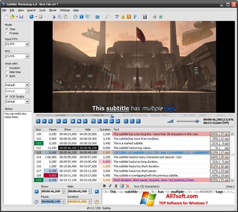 لقطة شاشة Subtitle Workshop لنظام التشغيل Windows 7