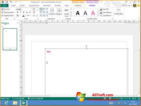 لقطة شاشة Microsoft Publisher لنظام التشغيل Windows 7