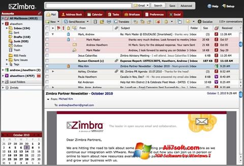 لقطة شاشة Zimbra Desktop لنظام التشغيل Windows 7