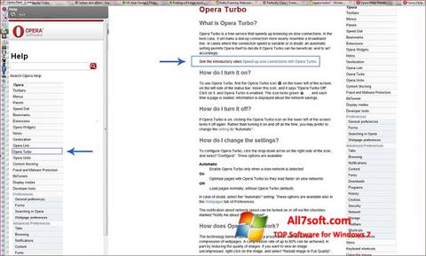 لقطة شاشة Opera Turbo لنظام التشغيل Windows 7