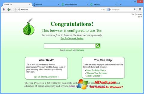 لقطة شاشة Tor لنظام التشغيل Windows 7