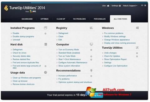 لقطة شاشة TuneUp Utilities لنظام التشغيل Windows 7