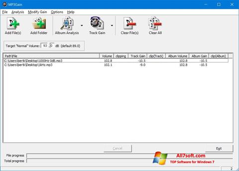 لقطة شاشة MP3Gain لنظام التشغيل Windows 7
