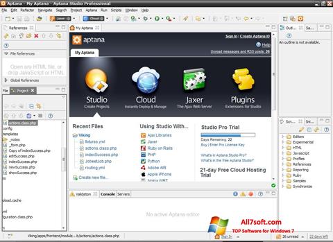 لقطة شاشة Aptana Studio لنظام التشغيل Windows 7