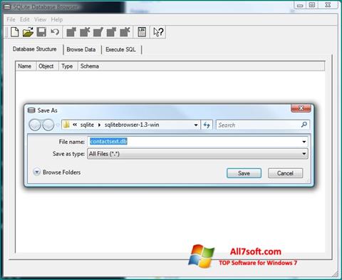 لقطة شاشة SQLite Database Browser لنظام التشغيل Windows 7