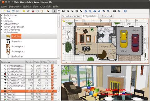 لقطة شاشة Sweet Home 3D لنظام التشغيل Windows 7