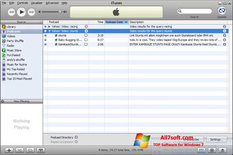 لقطة شاشة iTunes لنظام التشغيل Windows 7