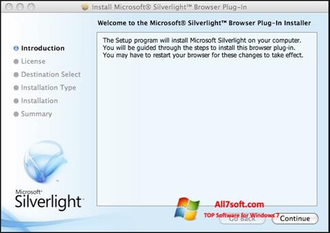 لقطة شاشة Microsoft Silverlight لنظام التشغيل Windows 7