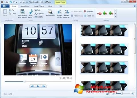 لقطة شاشة Windows Movie Maker لنظام التشغيل Windows 7