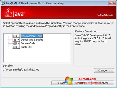لقطة شاشة Java SE Development Kit لنظام التشغيل Windows 7