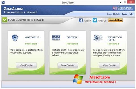 لقطة شاشة ZoneAlarm لنظام التشغيل Windows 7