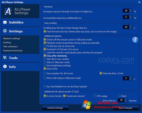 لقطة شاشة ALLPlayer لنظام التشغيل Windows 7