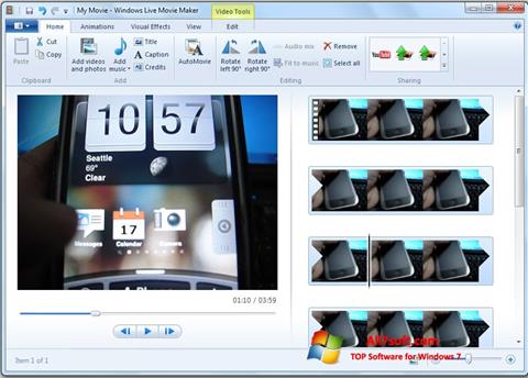 لقطة شاشة Windows Live Movie Maker لنظام التشغيل Windows 7