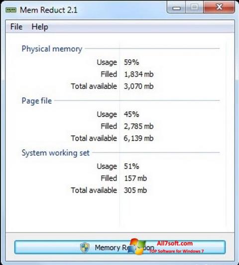 لقطة شاشة Mem Reduct لنظام التشغيل Windows 7
