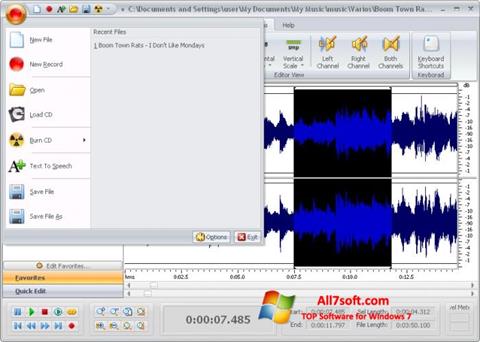 لقطة شاشة Free Audio Editor لنظام التشغيل Windows 7