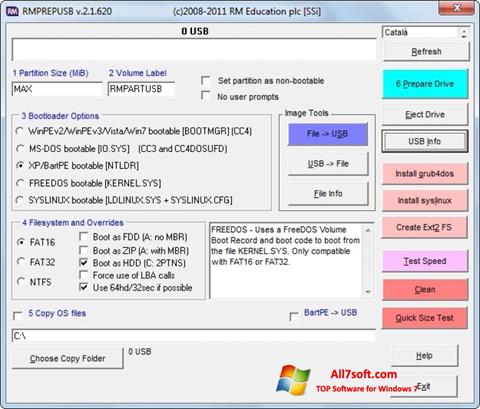 لقطة شاشة RMPrepUSB لنظام التشغيل Windows 7