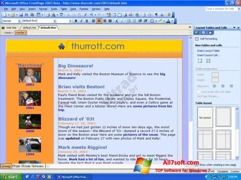 لقطة شاشة Microsoft FrontPage لنظام التشغيل Windows 7