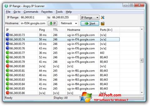 لقطة شاشة Angry IP Scanner لنظام التشغيل Windows 7