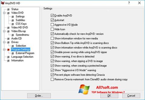 لقطة شاشة AnyDVD لنظام التشغيل Windows 7