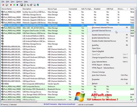 لقطة شاشة USB Manager لنظام التشغيل Windows 7