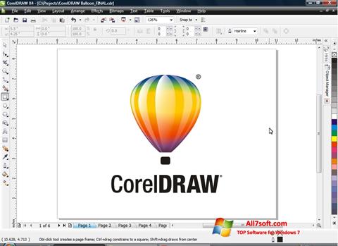 لقطة شاشة CorelDRAW لنظام التشغيل Windows 7
