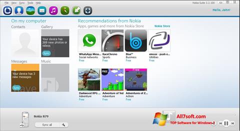 لقطة شاشة Nokia PC Suite لنظام التشغيل Windows 7