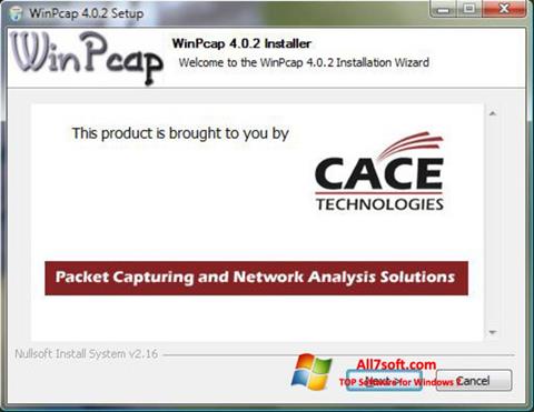 لقطة شاشة WinPcap لنظام التشغيل Windows 7