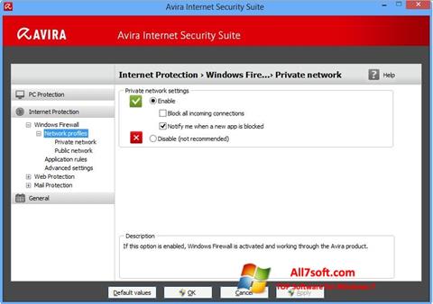 لقطة شاشة Avira Internet Security لنظام التشغيل Windows 7