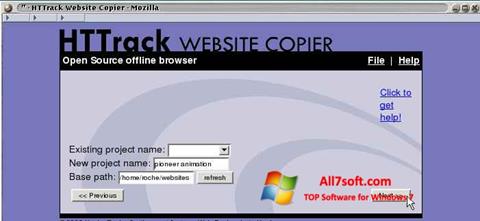 لقطة شاشة HTTrack Website Copier لنظام التشغيل Windows 7