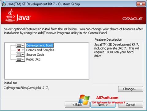 لقطة شاشة Java Development Kit لنظام التشغيل Windows 7