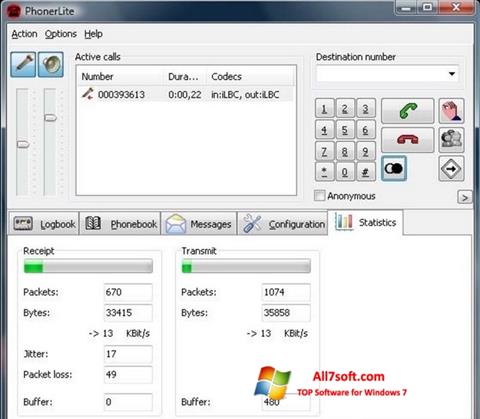 لقطة شاشة PhonerLite لنظام التشغيل Windows 7