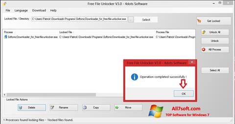 لقطة شاشة Free File Unlocker لنظام التشغيل Windows 7