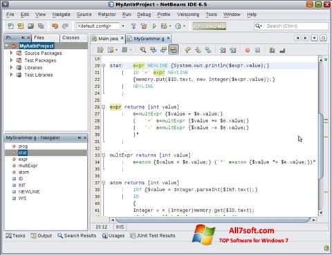 لقطة شاشة NetBeans لنظام التشغيل Windows 7