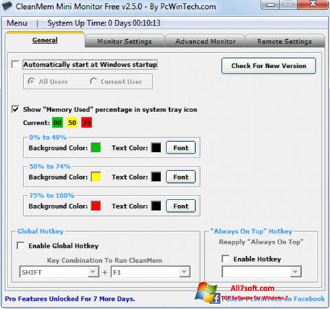 لقطة شاشة CleanMem لنظام التشغيل Windows 7