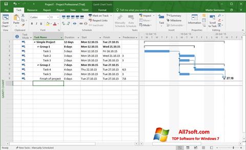 لقطة شاشة Microsoft Project لنظام التشغيل Windows 7
