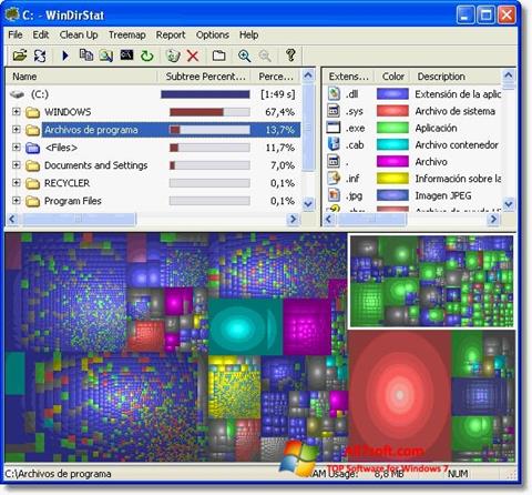 لقطة شاشة WinDirStat لنظام التشغيل Windows 7