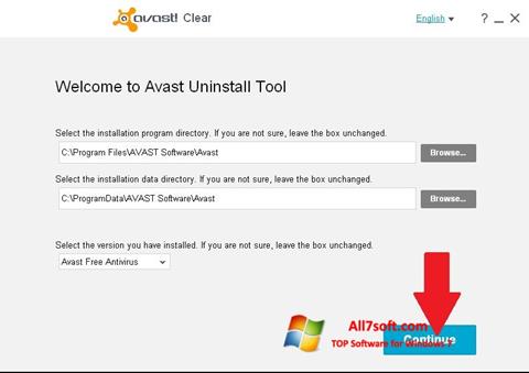 لقطة شاشة Avast Uninstall Utility لنظام التشغيل Windows 7